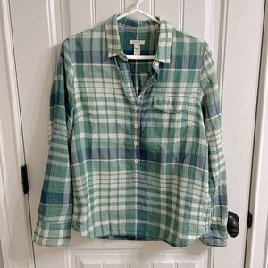 J.Crew Green Blue Popover Button Down size Small